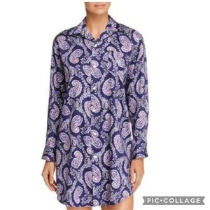 Lauren Ralph Lauren Women's Large Purple Paisley Pajama Shirt Tunic Embroidered